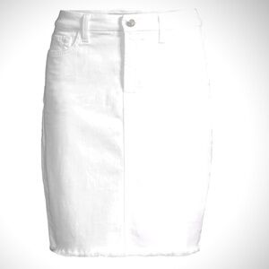 New JEN7 For All Mankind Women’s Stretch Jean Denim Frayed Pencil Skirt White 0